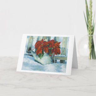 0525 Poinsettia in Watering Can Holiday Card