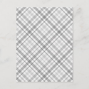 056 PLAID WHITE BLACK GREY GRAY PATTERN BACKGROUND POSTCARD