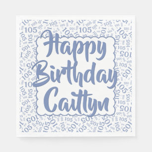 05 Birthday Number Pattern Scallops Blue/White Napkin