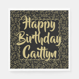 05 Birthday Number Pattern Scallops Gold/Black Napkin