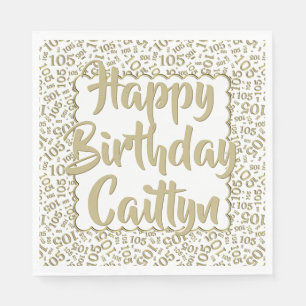 05 Birthday Number Pattern Scallops Gold/White Napkin