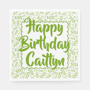 05 Birthday Number Pattern Scallops Green/White Napkin