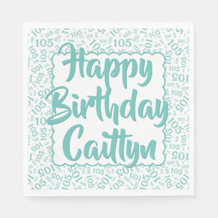05 Birthday Number Pattern Scallops Teal/White Napkin