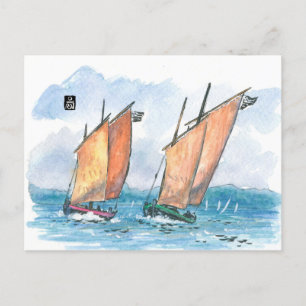 (061) Two Sinagots Sailboats Postcard