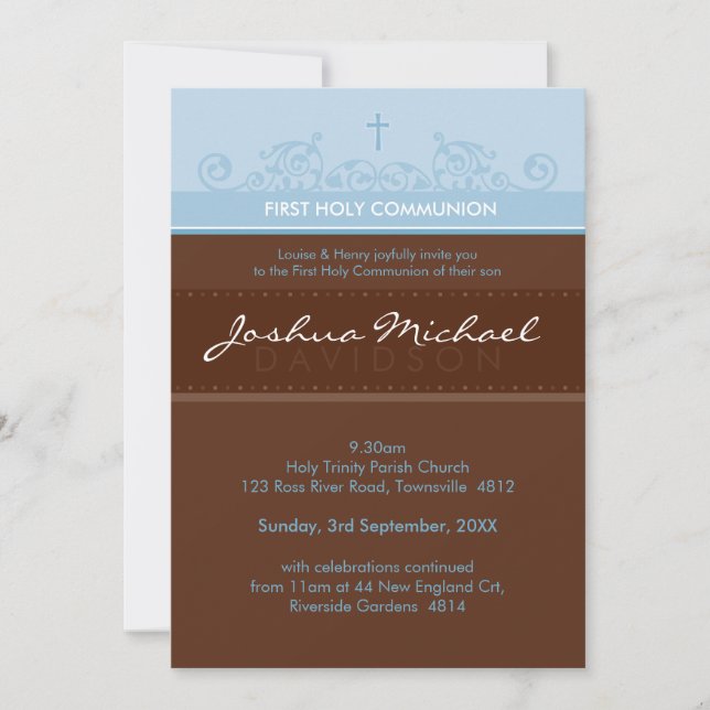 068 Lisa :: FIRST COMMUNION INVITES - elegant 3P (Front)