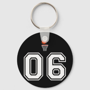 06 Number Basketball Style Vintage White Premium Keychain