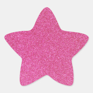 06 Pink Glitter Print Sparkles Star Sticker