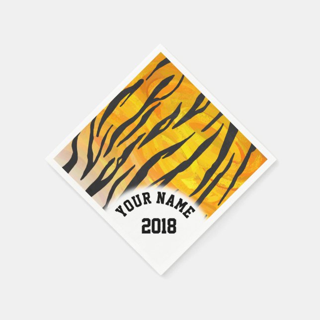 06of12 Black and Orange Tiger Themed Napkins (Corner)