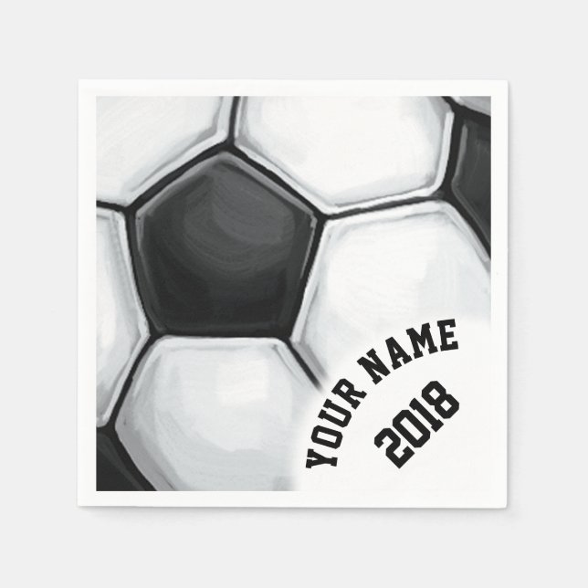 06of12 Black and White Soccer Themed Napkins (Front)