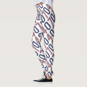 0704 Stars and Stripes USA Numbers 4th of July Leggings