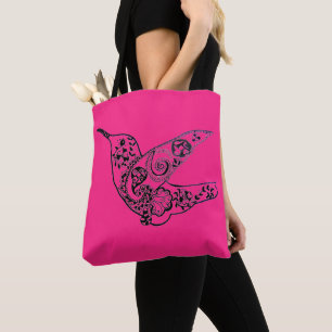 071 - Sac fourre-tout rouge colibri rose