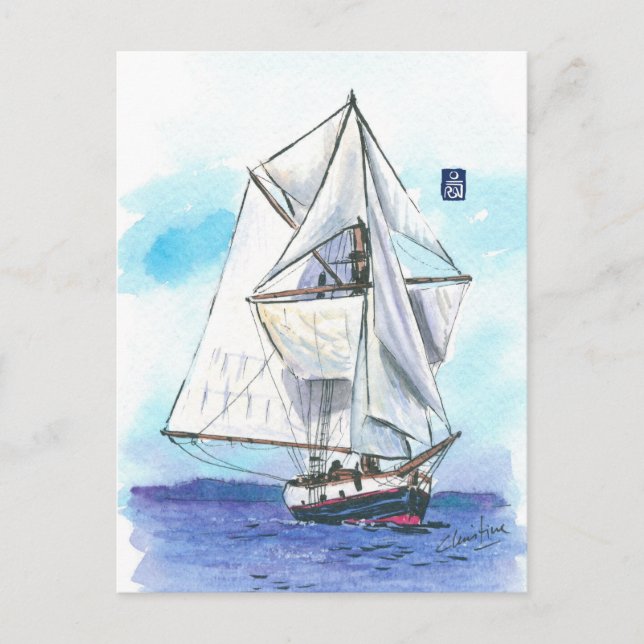 (078) Jolly Breeze Sailboat Postcard (Front)