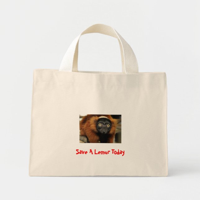 080725-red-ruffed-02, Save A Lemur Today Mini Tote Bag (Front)