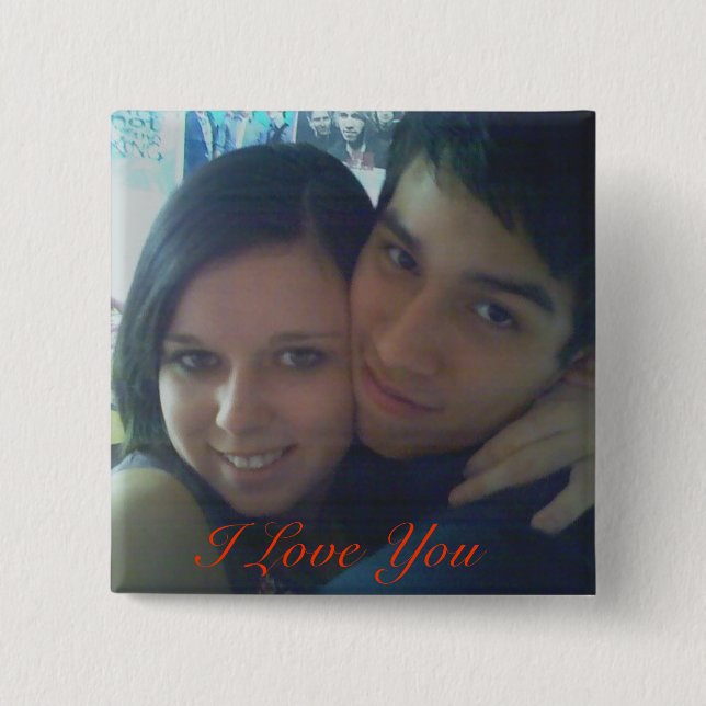 08, I Love You 2 Inch Square Button (Front)