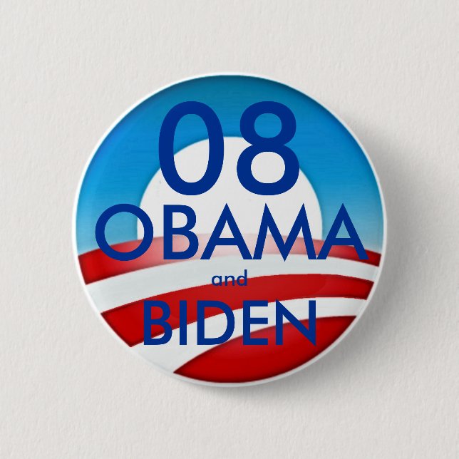 08 OBAMA and BIDEN 2 Inch Round Button (Front)