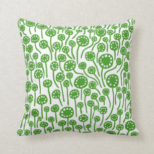 090512 - Avocado Green on White Throw Pillow