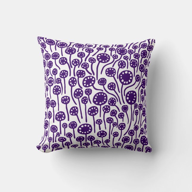 090512 - Deep Purple on White Throw Pillow (Front)