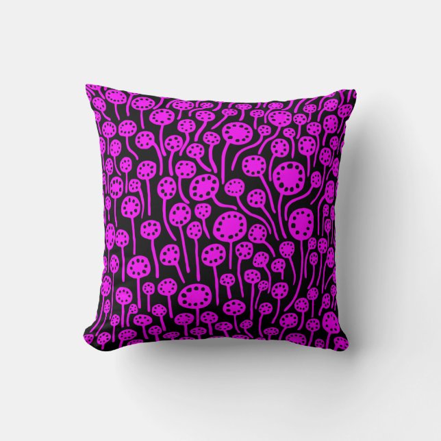 090512 - Magenta on Black Throw Pillow (Front)