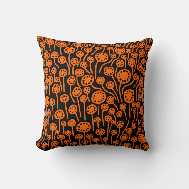 090512 - Orange on Black Throw Pillow (Front)