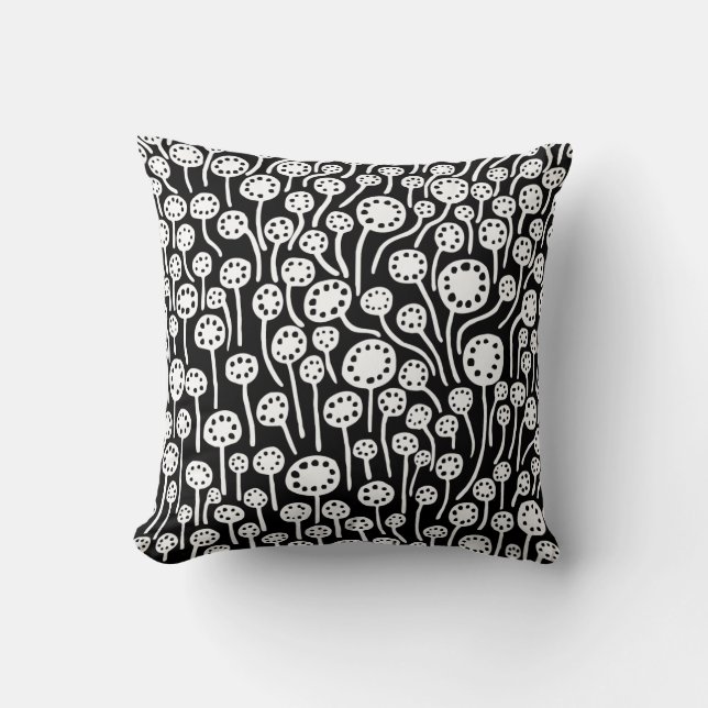 090512 - White on Black Throw Pillow (Front)
