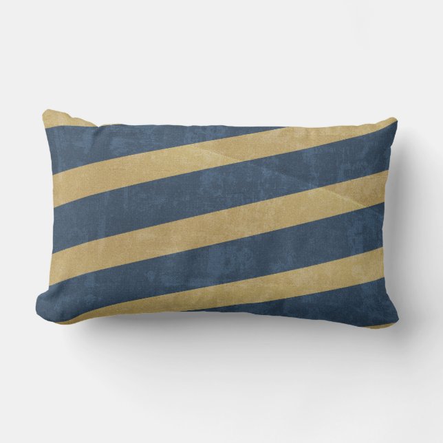 092 NAVY GOLD GRUNGE STRIPES SAILOR PATTERN MAN TE LUMBAR PILLOW (Front)