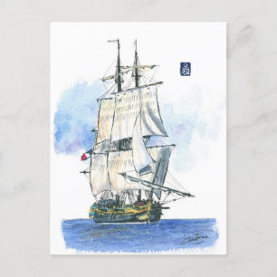 (094) L'Hermione French Frigate Tall Ship Postcard