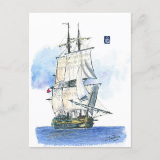 (094) L'Hermione French Frigate Tall Ship Postcard