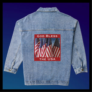 09-11-01 Nver Forget American Flags Red White Blue Denim Jacket