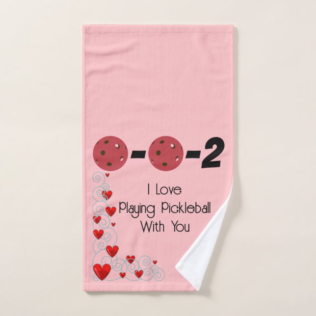 0-0-2 I Love Playing Pickleball With You Valentine Hand Towel (Hand Towel)