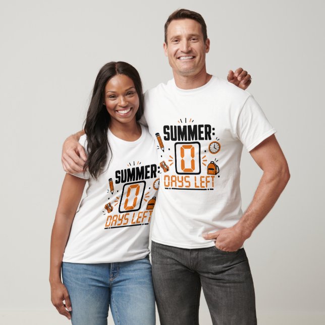0 Days Left School Countdown Design T-Shirt (Unisex)