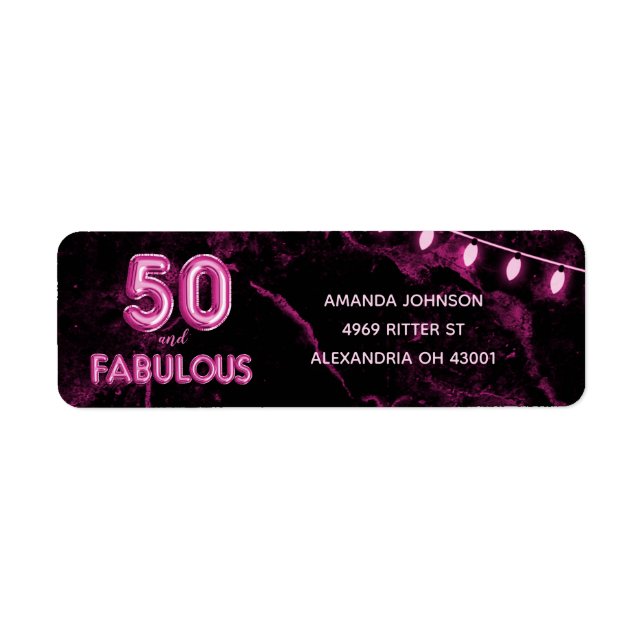 0 & Fabulous Pink & Black 50th Birthday (Front)