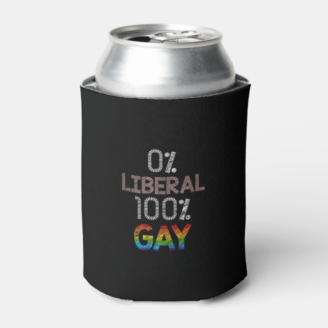 0% Liberal 100% Gay Funny LGBT Tank Top Can Cooler (Can Front)