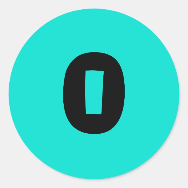 0 Small Round Turquoise Number Stickers by Janz (Front)