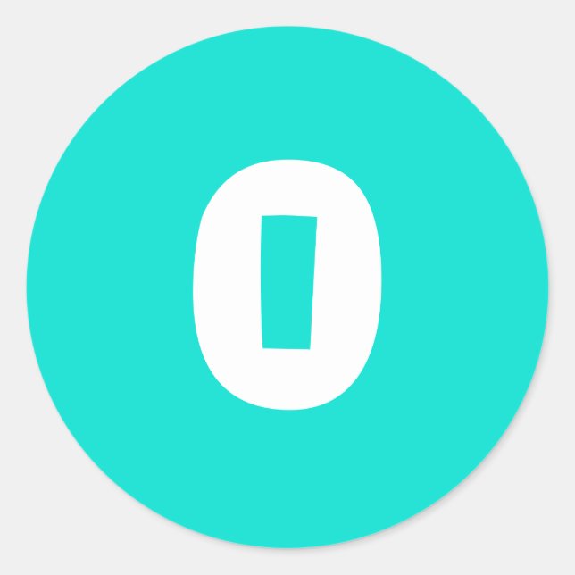 0 Small Round Turquoise Number Stickers by Janz (Front)