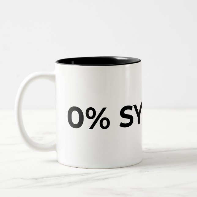 0% Synergy Typographic Minimalist  Two-Tone Coffee Mug (Left)