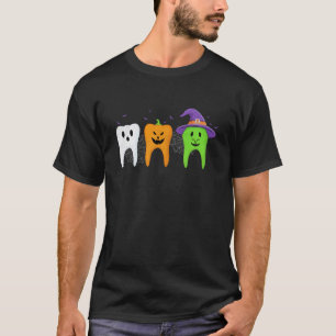 0 Teeth Ghost Pumpkin Witch Dental Halloween Costu T-Shirt