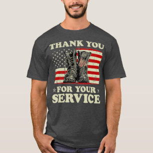 0 Thank You For Your Service Veteran US Flag Veter T-Shirt