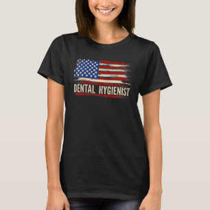 0 Vintage Dental Hygienist American Flag Dentist T-Shirt