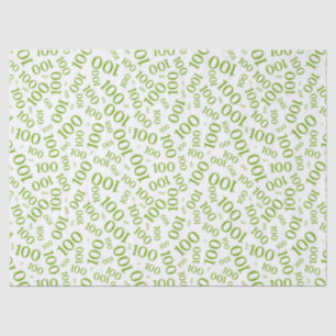 0th Birthday Green/White Random Number Pattern Tissue Paper