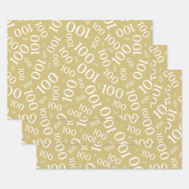 0th Modern Black/White Random Number Pattern Wrapping Paper Sheet (Set)