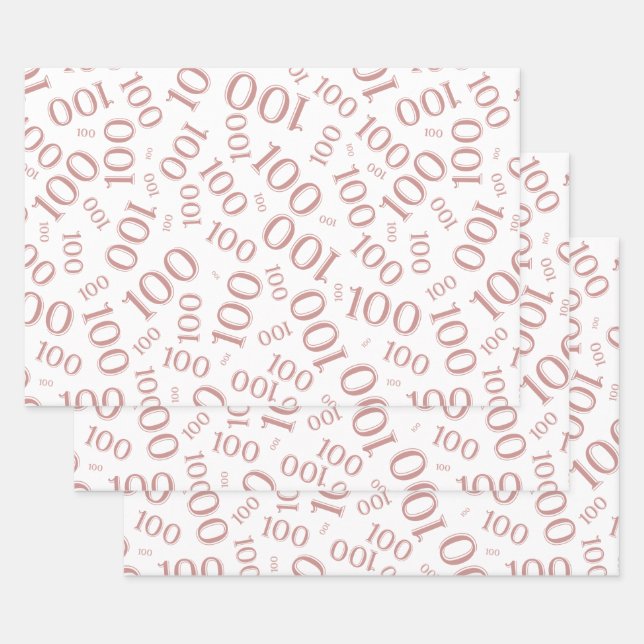 0th Modern Pink/White Random Number Pattern Wrapping Paper Sheet (Set)