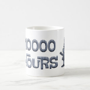  10000 hours with an overlay of gingham fabric as  coffee mug