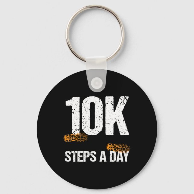 10000 Steps A Day New Year Health And Fitness Goal Keychain (Front)