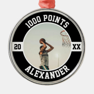 1000 Career Points Basketball Scorer Milestone Metal Ornament
