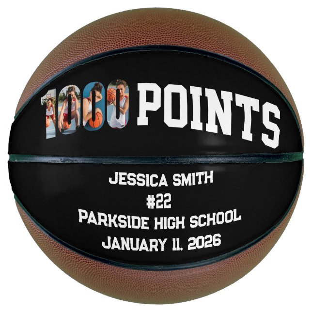 1000 Career Points Scorer Photo Player Team Basketball (Front)