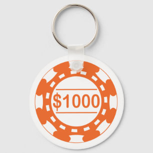 $1000 Casino Chip Orange Keychain