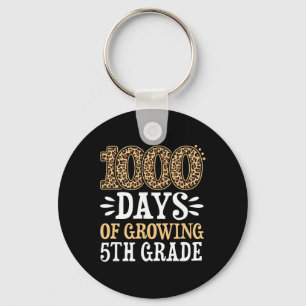 1000 Days Of Growing 5th Grade Leopard Student 100 Keychain