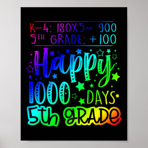 1000 Days Smarter Fifth Grade Teacher 100th Day Of Poster