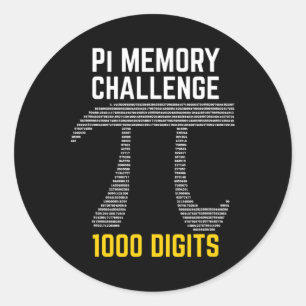 1000 Digits Of Pi Memory Challenge - Pi Day  Classic Round Sticker