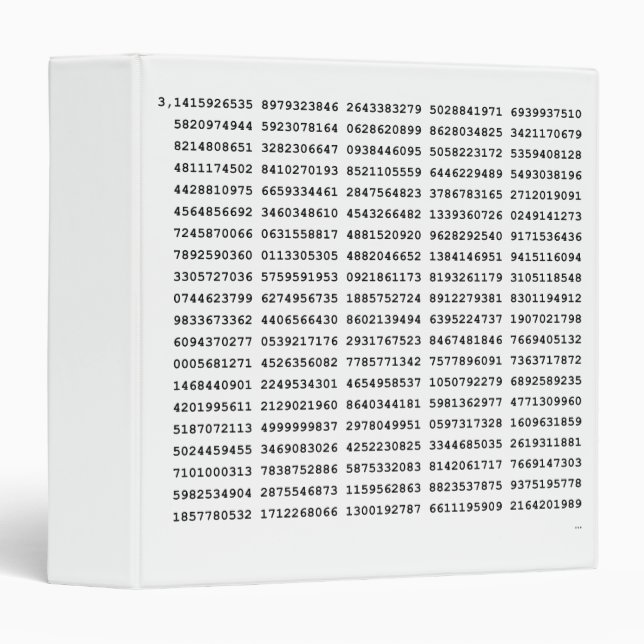 1000 First Digits Pi Number | Mathematical symbol Binder (Front/Spine)